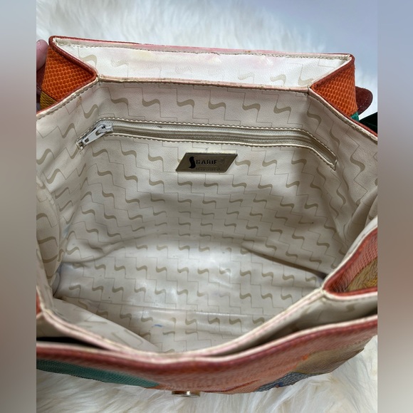 Vintage Sharif 1980s Genuine Leather and Snake Color-blockShoulder Bag - Picture 5 of 17